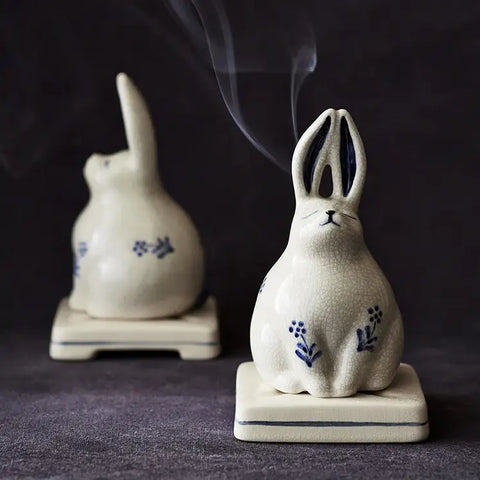 Porcelain Animal Incense Burner - Rabbit - Nippon Kodo - Fragrance - $42