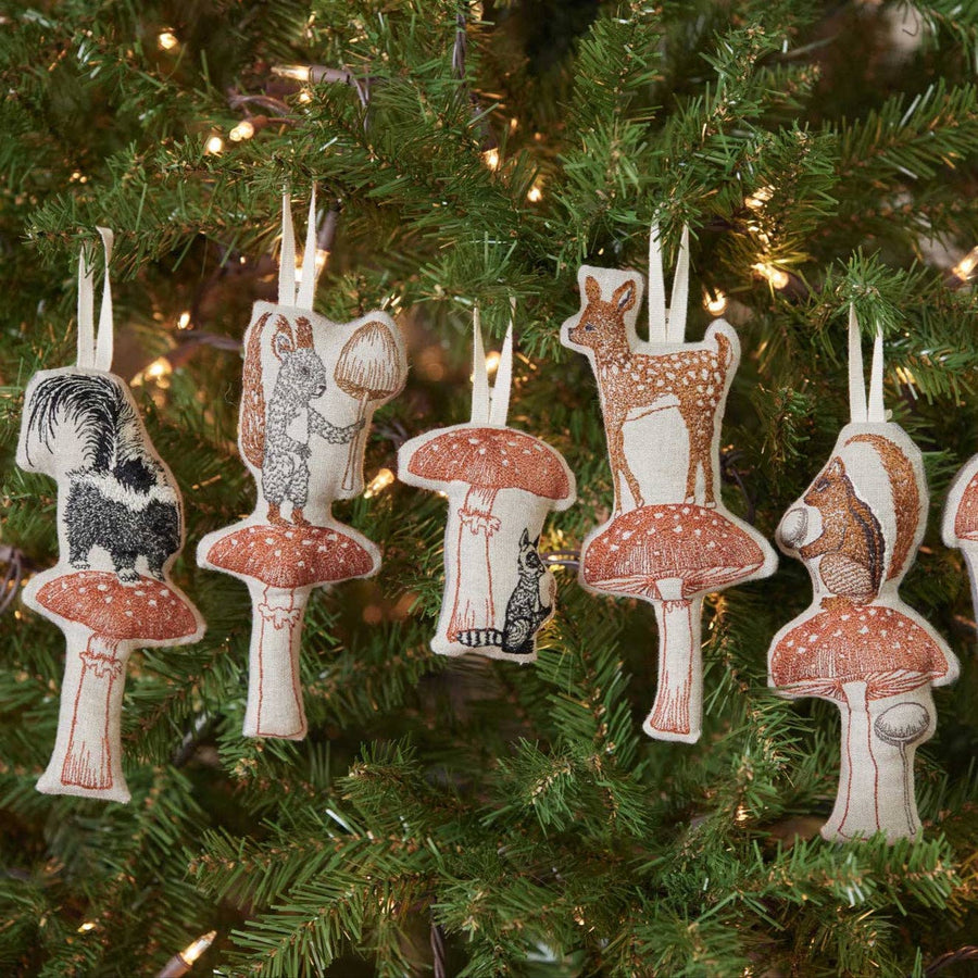 Raccoon with Mushroom Ornament - Coral & Tusk - Holiday - $34