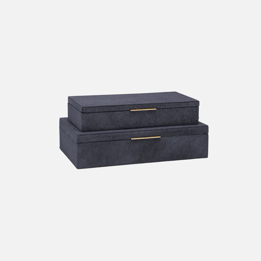 Ralston Box - Small - 13” x 6.5” 2.5” / Midnight Blue Hair on Hide - Made Goods - Accessories - $250