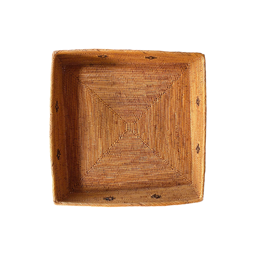 Rattan Storage Basket with inset design. - The Artisan and Company - Baskets - $185