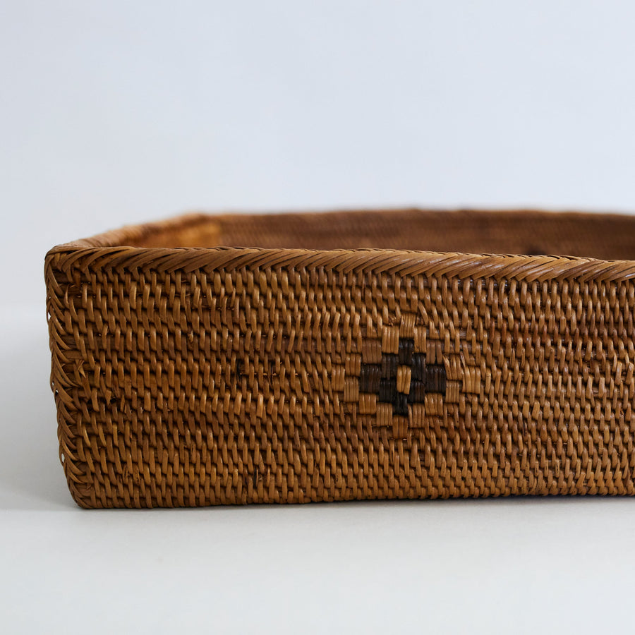 Rattan Storage Basket with inset design. - The Artisan and Company - Baskets - $185