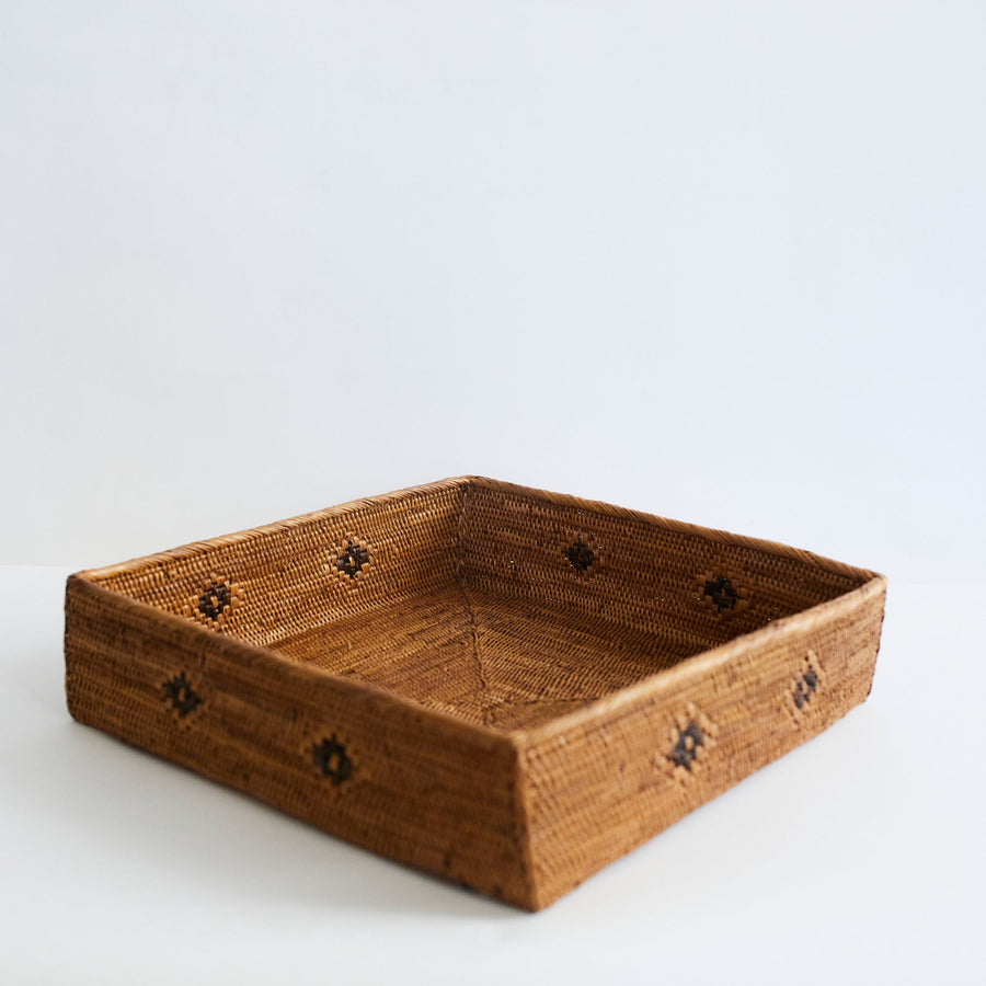 Rattan Storage Basket with inset design. - The Artisan and Company - Baskets - $185