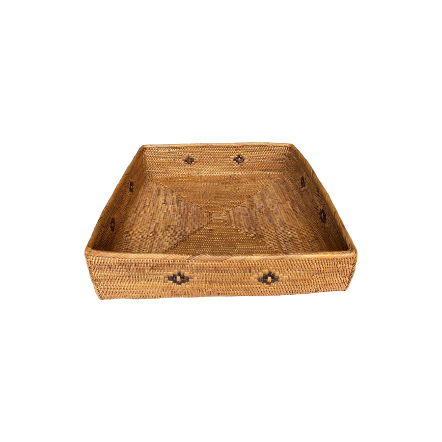 Rattan Storage Basket with inset design. - The Artisan and Company - Baskets - $185