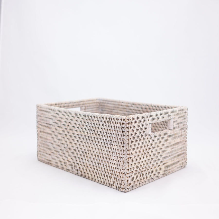Rectangle Baskets with Handles - 10’ x 14’ 6’ / White Wash - Matahari - $73