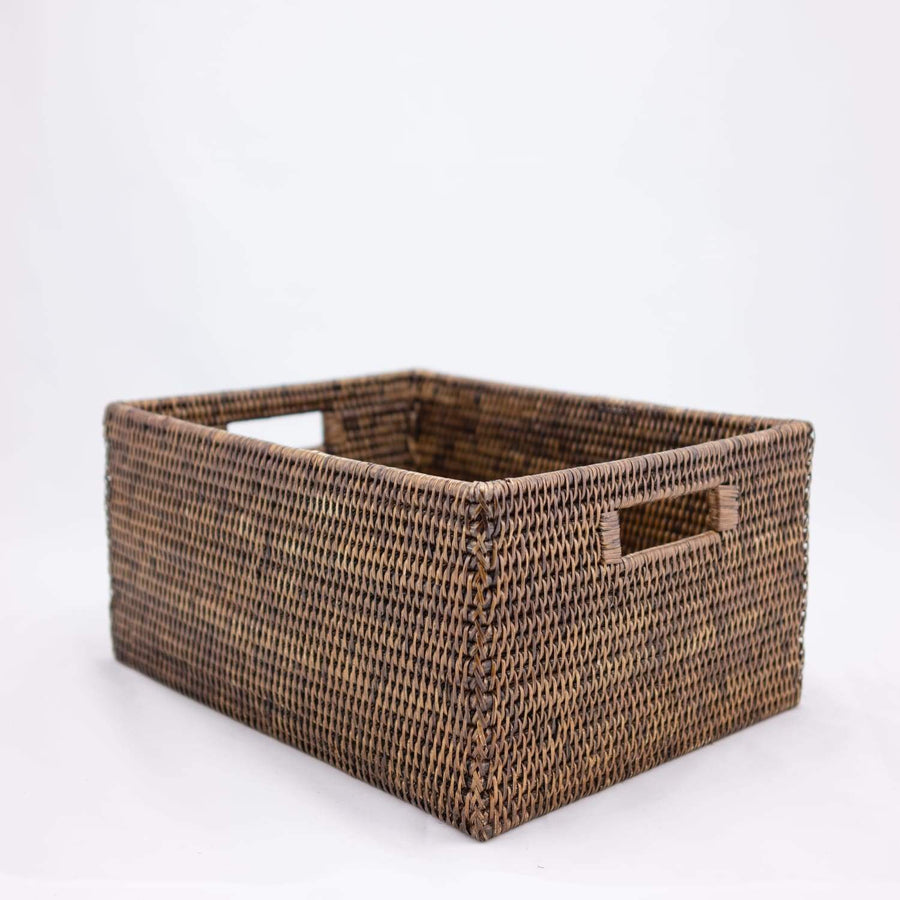 Rectangle Baskets with Handles - 12’ x 15.5’ 7’ / Antique Brown - Matahari - $88
