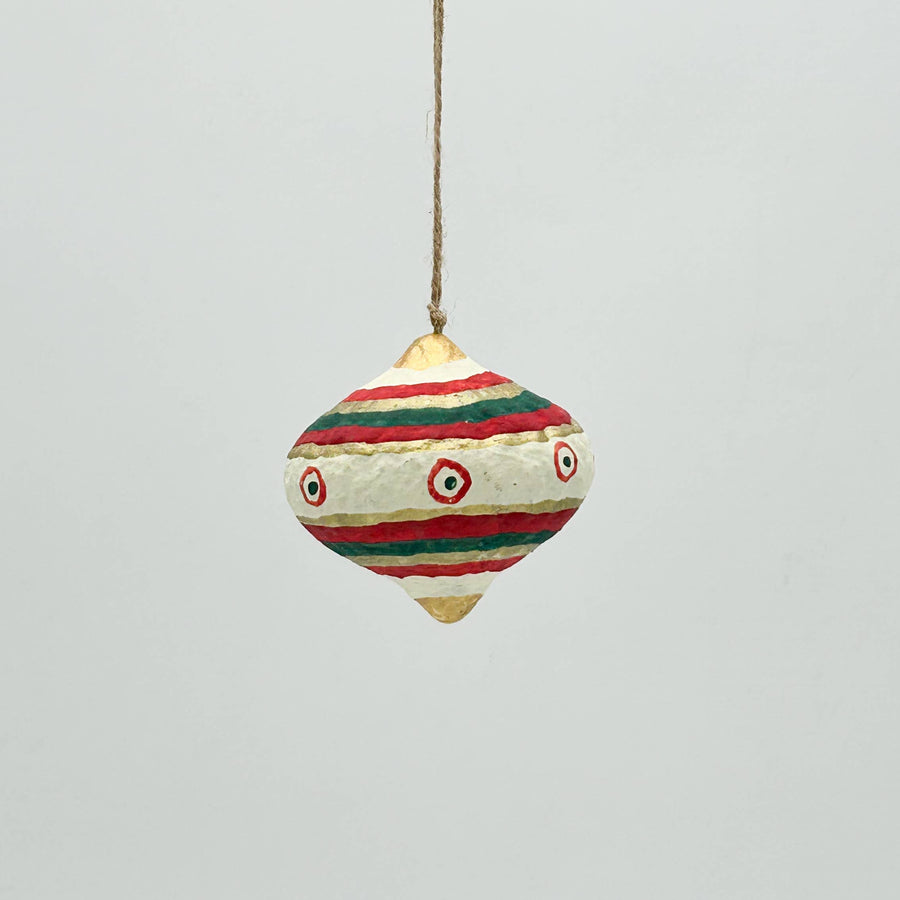 Rhombus Hanging Ornament - Burgundy Green Cream - Kalid Christmas - Holiday - $14