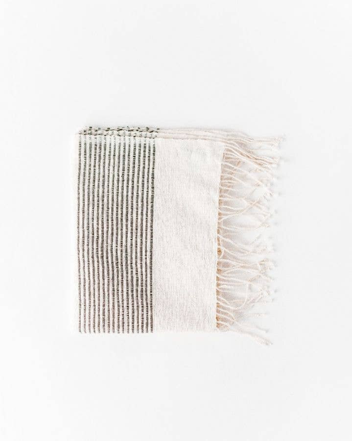 Riviera Striped Cotton Hand Towel - Natural with Grey - Creative Women - Table - $36