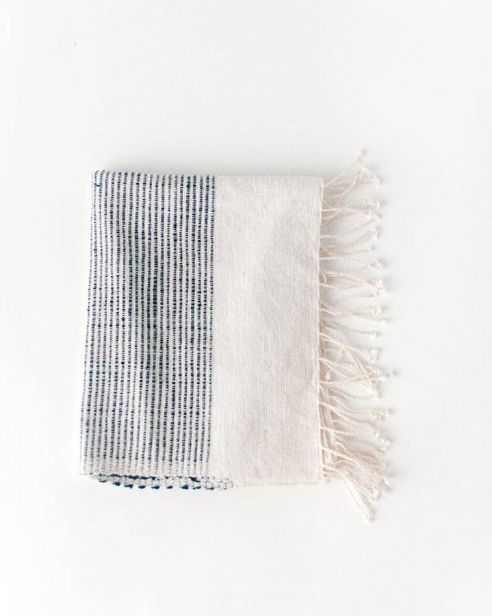Riviera Striped Cotton Hand Towel - Natural with Navy - Creative Women - Table - $36