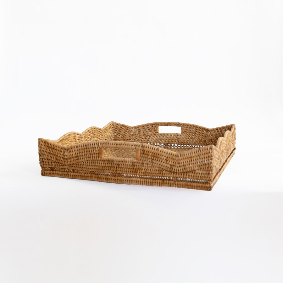 Scallop Square Tray - Honey Brown / 20 x 4.5 - Artifacts - Baskets - $271