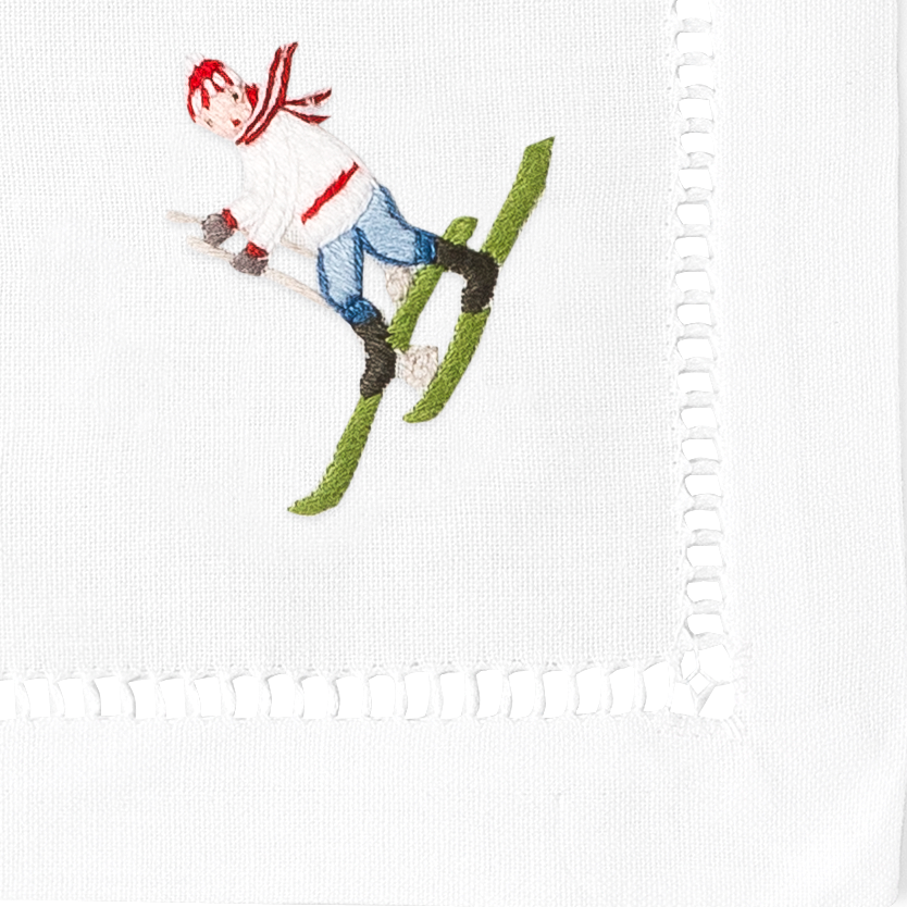 Skiers Cocktail Napkins | Mixed Set of 4 - Henry Handwork - Table - $49