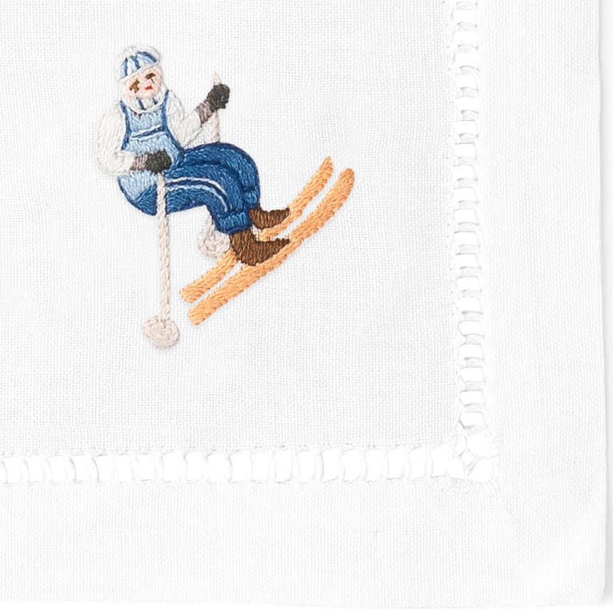Skiers Cocktail Napkins | Mixed Set of 4 - Henry Handwork - Table - $49