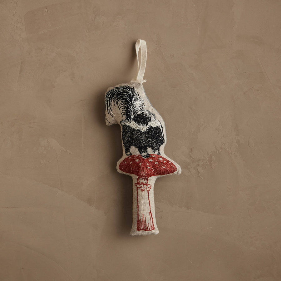 Skunk with Mushroom Ornament - Coral & Tusk - Holiday - $34