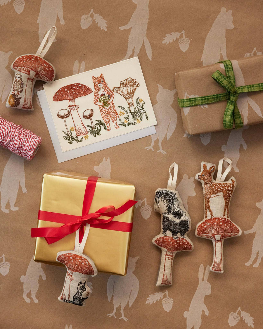 Skunk with Mushroom Ornament - Coral & Tusk - Holiday - $34