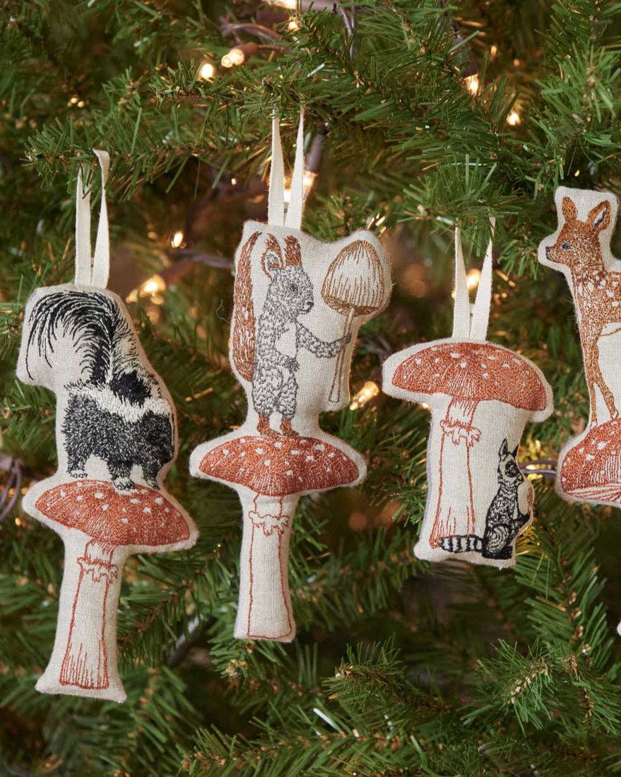 Skunk with Mushroom Ornament - Coral & Tusk - Holiday - $34