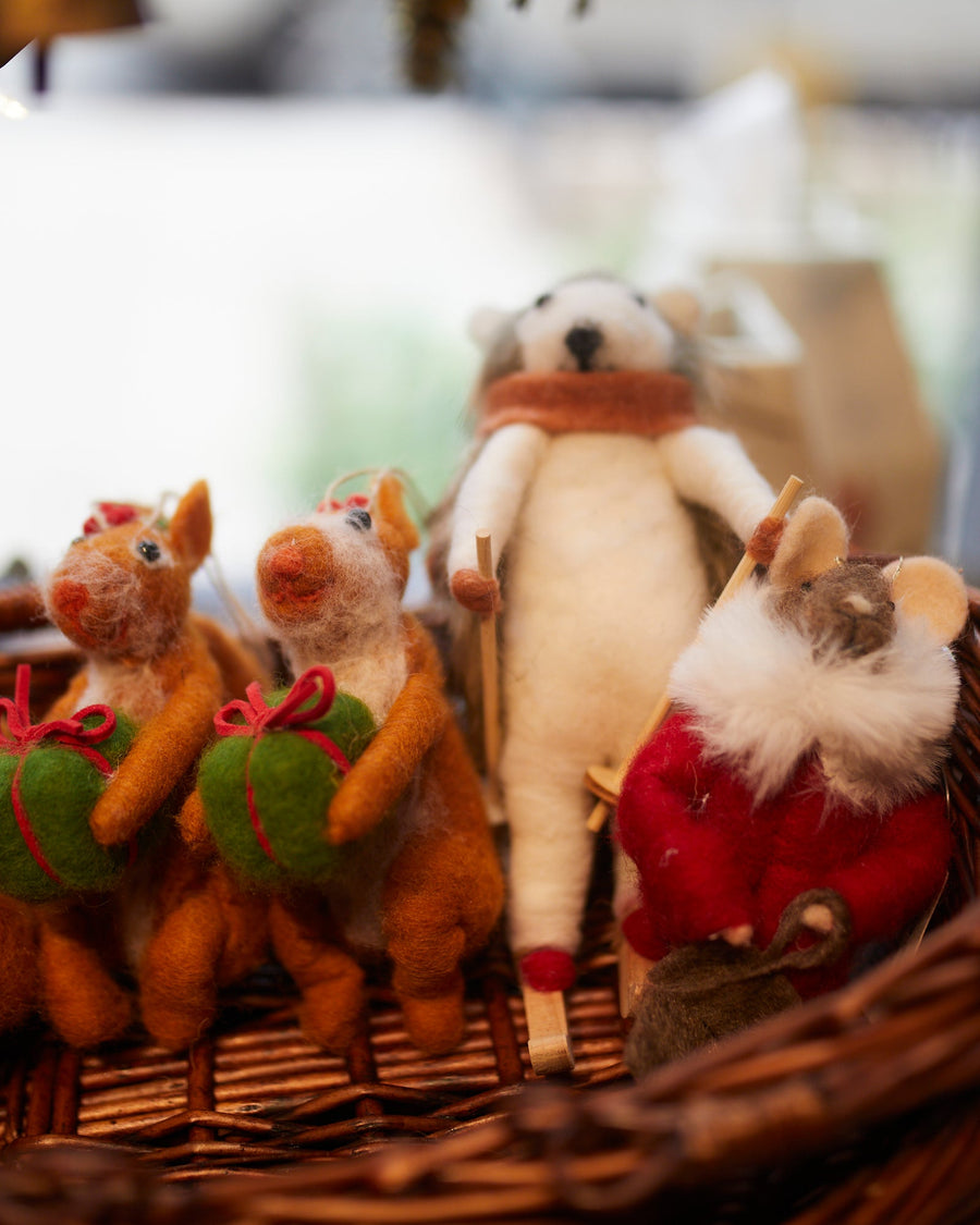 Squirrel with Gift - Felt Figurine Tree Decoration - Kalid Christmas - Holiday - $14