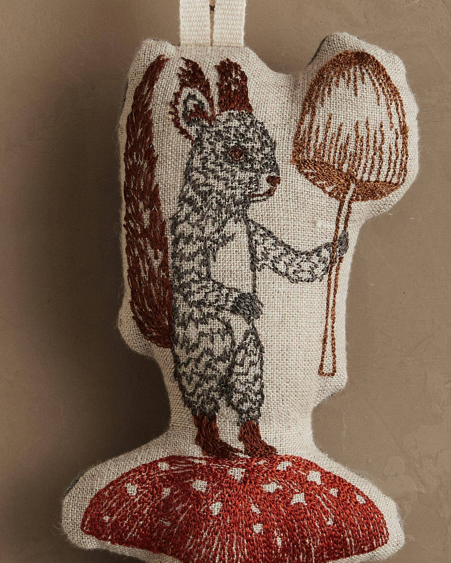 Squirrel with Mushroom Ornament - Coral & Tusk - Holiday - $37
