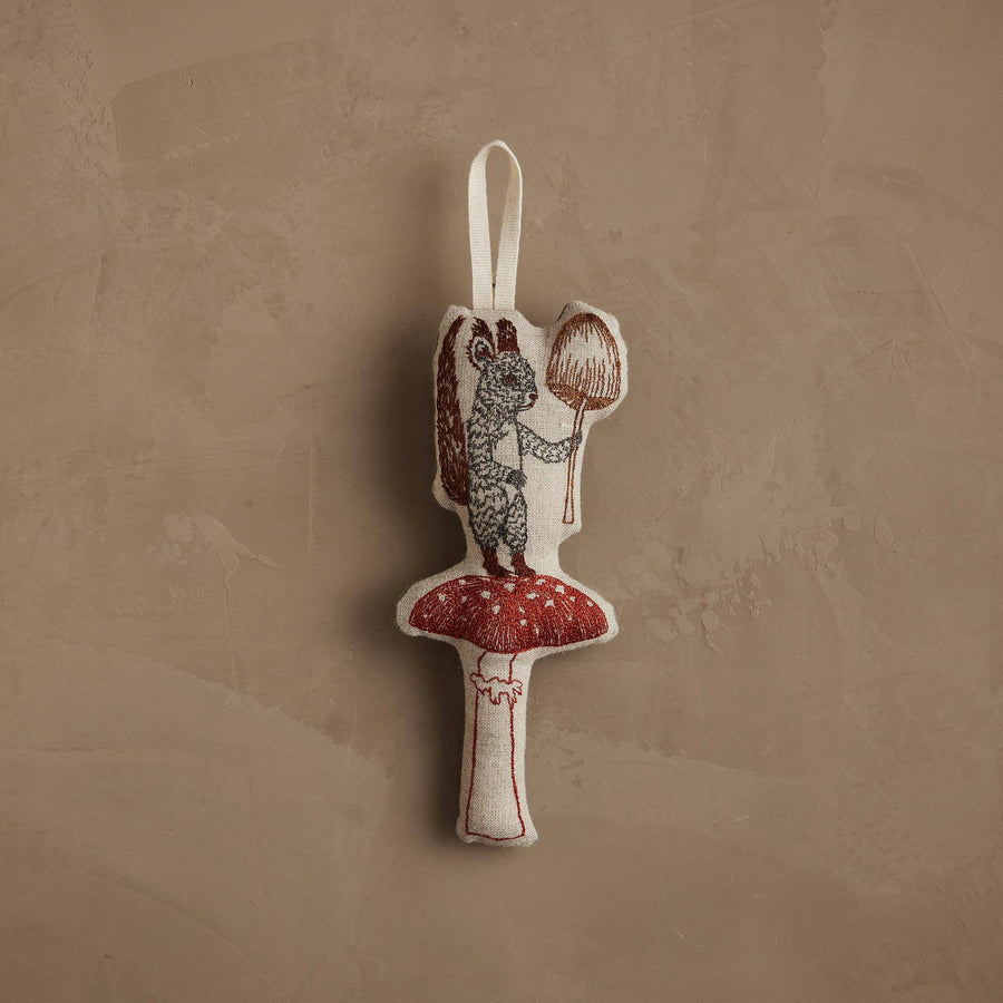 Squirrel with Mushroom Ornament - Coral & Tusk - Holiday - $37