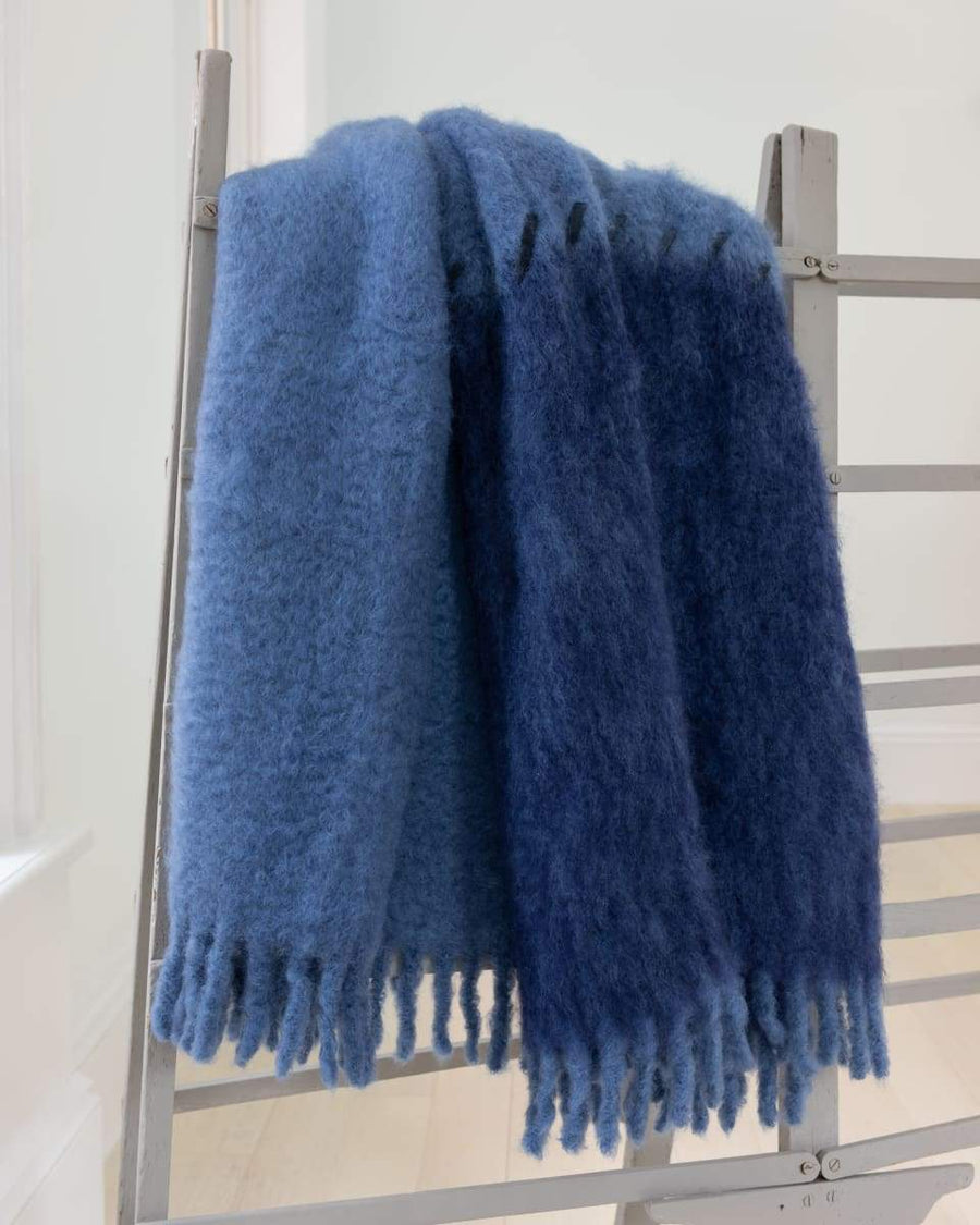 Stitching Mohair Throw Navy Mantas Ezcaray $450