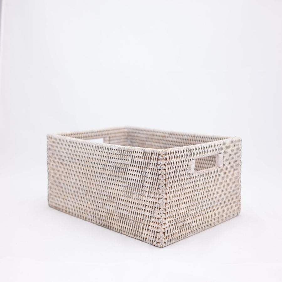 Storage Baskets with Handles - 10’’ x 14’’ 6’’ / White Wash - Matahari - $73