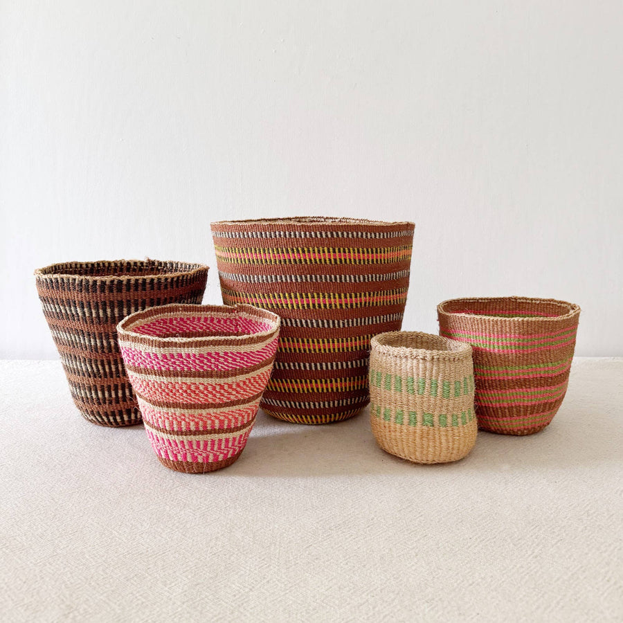 Storage Plant Basket- Pink & Brown - Amsha - Baskets