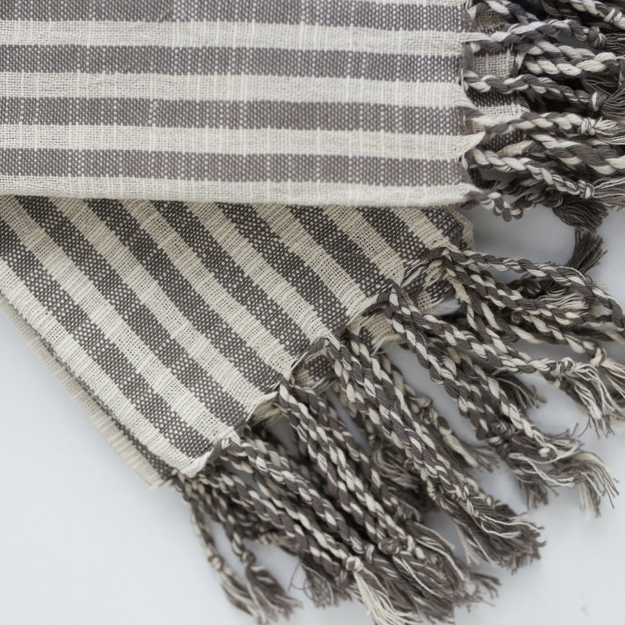 Striped Grey Hand Towel - 40 x 20’ - Mizar & Alcor - Bath - $35