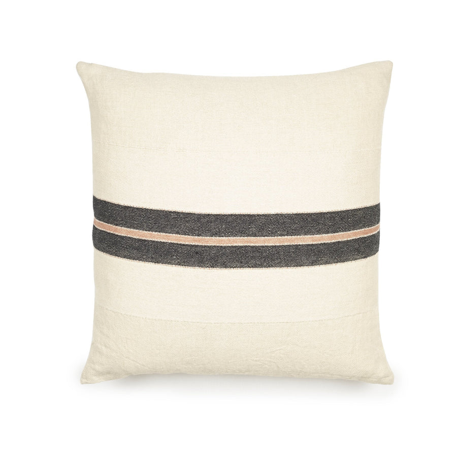 The Patagonian Stripe - 25 x 25’ Pillow - Black - Libeco - Cushion - $214