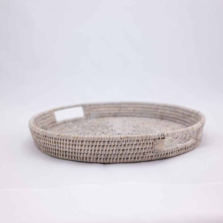 Trays - Round - 15.5’’ / White Wash - Matahari - Baskets - $72