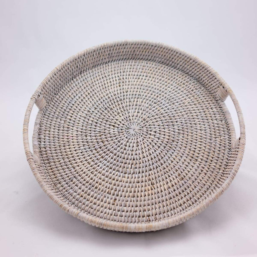 Trays - Round - 18.5’’ / White Wash - Matahari - Baskets - $86