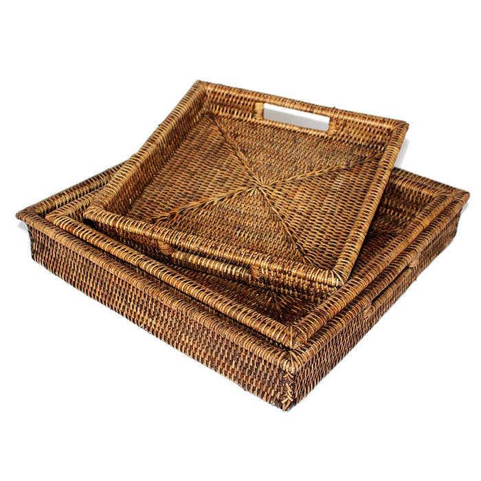 Trays -Square - 12’’ x 2.25’ / Antique Brown - Matahari - Baskets - $66