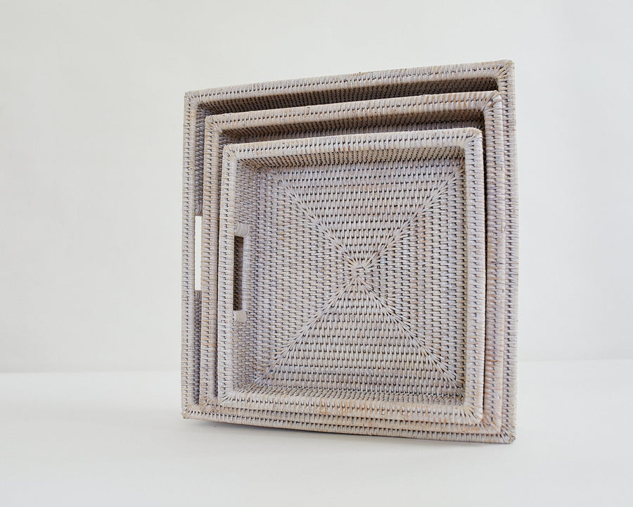 Trays -Square - 14’’ x 2.5’’ / White Wsah - Matahari - Baskets - $72