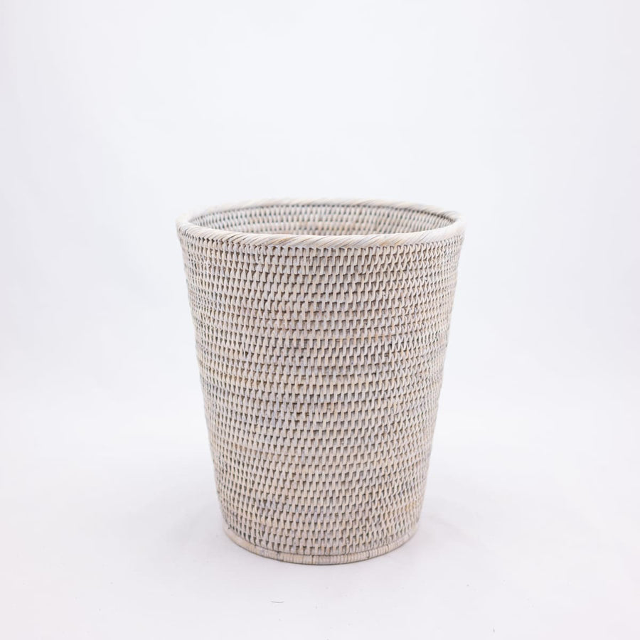 Waste Basket - Tapered Round - White Wash - Matahari - Baskets - $115