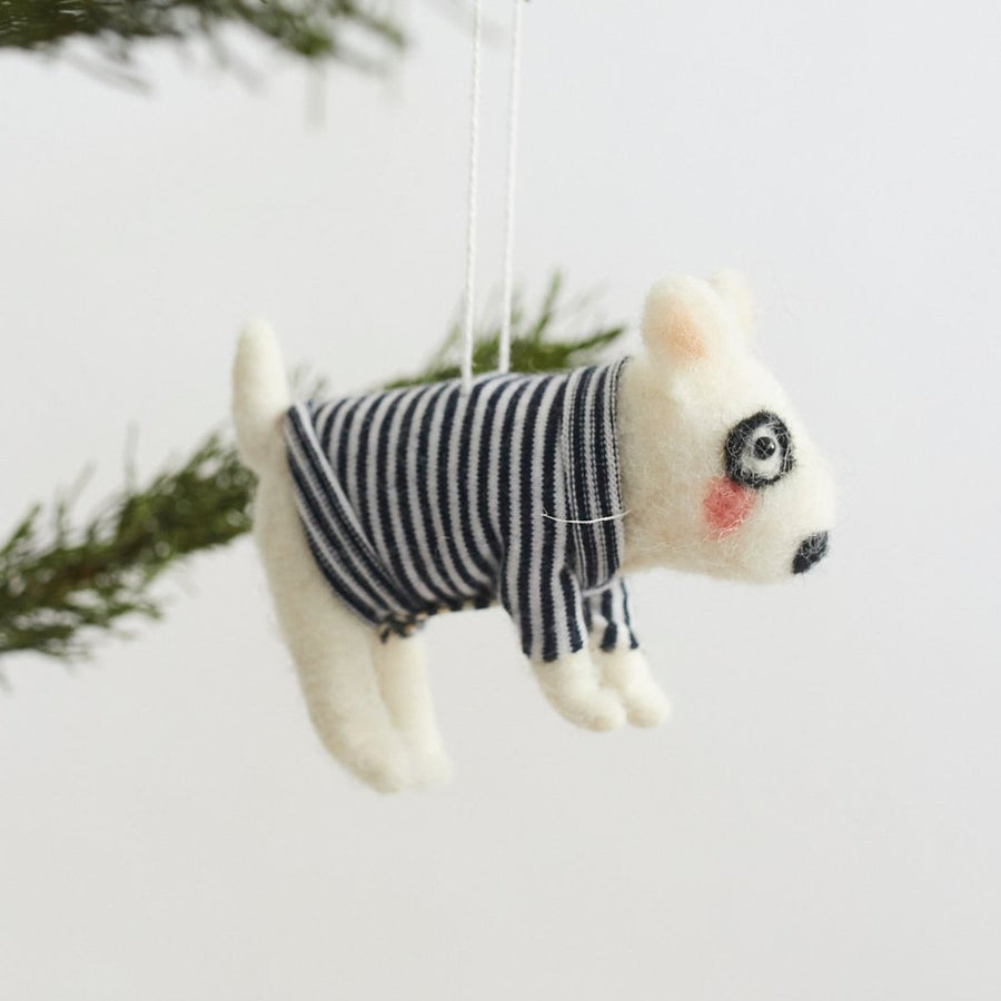 White Dog with Sweater Ornament Felt - HomArt - holiday - $18