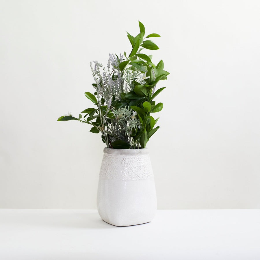 White Stoneware Vase - Stella Tribeca - Accessories - $110