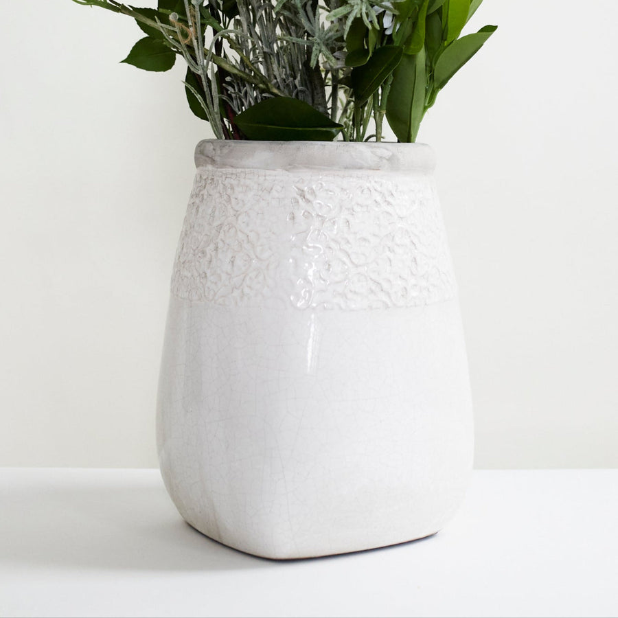 White Stoneware Vase - Stella Tribeca - Accessories - $110