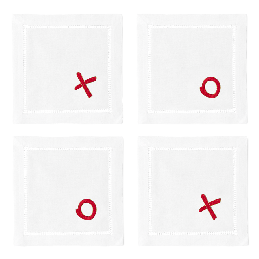 XOXO Cocktail Napkins | Mixed Set of 4 - Henry Handwork - Table - $49
