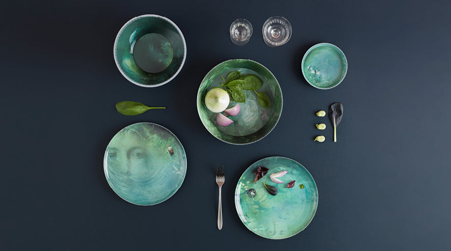 Yuan Noir Narcisse - Stackable Set of Dishes - 4 Extra Plates (Noir Narcisse) - Ibride - Table - $125