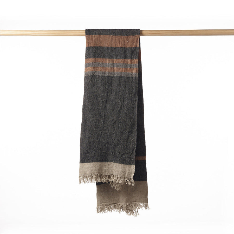Belgian Towel - Fouta - Special Order - Black Stripe - Libeco - Bath - $250