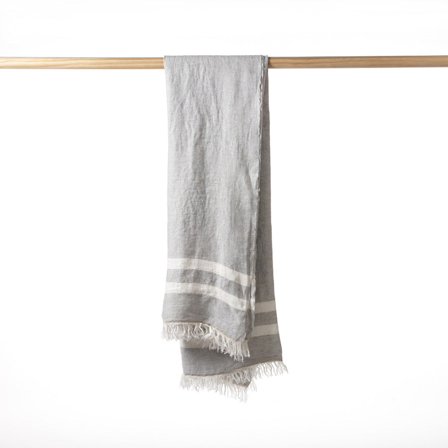 Belgian Towel - Fouta - Special Order - Gray Stripe - Libeco - Bath - $239