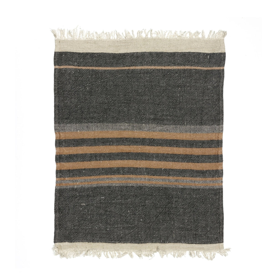 Belgian Towel - Hand- Set of Six - Special Order - Black Stripe - Libeco - Bath - $366