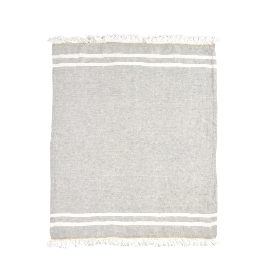 Belgian Towel - Hand- Set of Six - Special Order - Gray Stripe - Libeco - Bath - $354