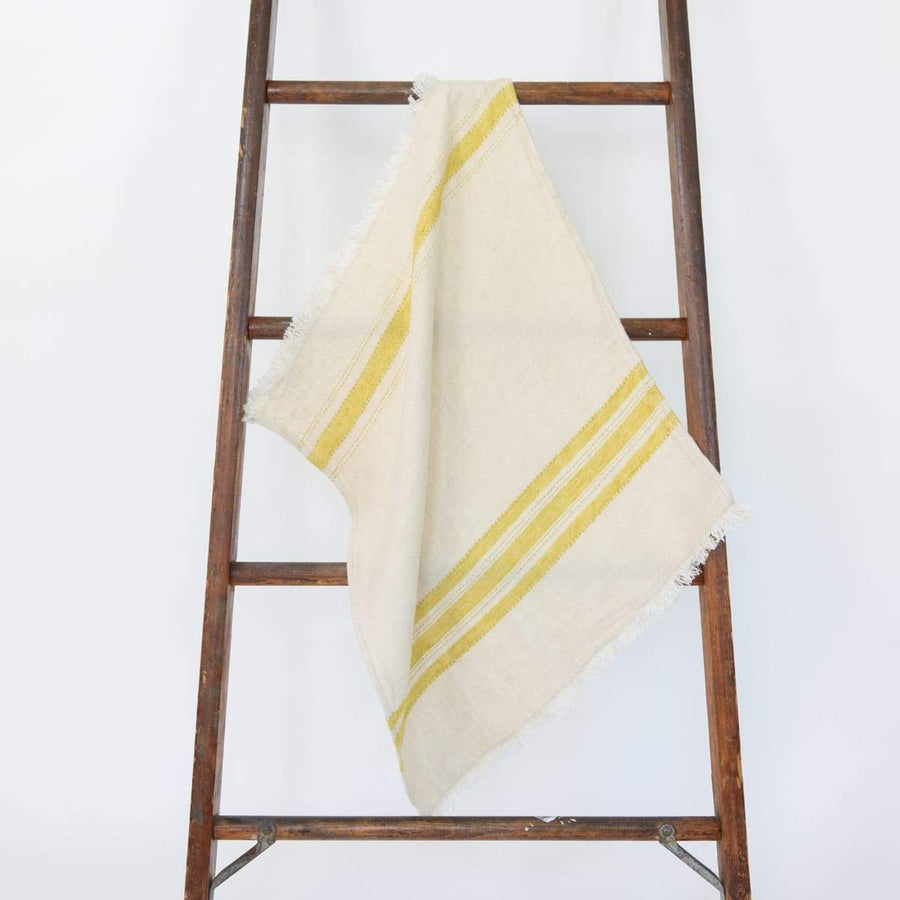 Belgian Towel - Hand- Set of Six - Special Order - Mustard Stripe - Libeco - Bath - $366