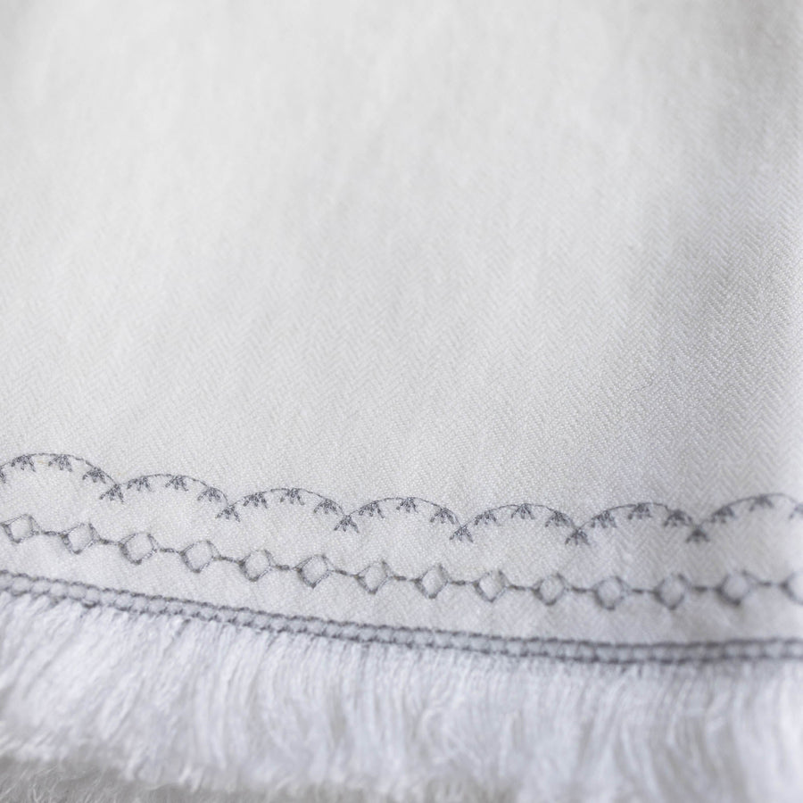 Embroidered Linen Hand Towel - Grey - Stella Tribeca - Bath - $65
