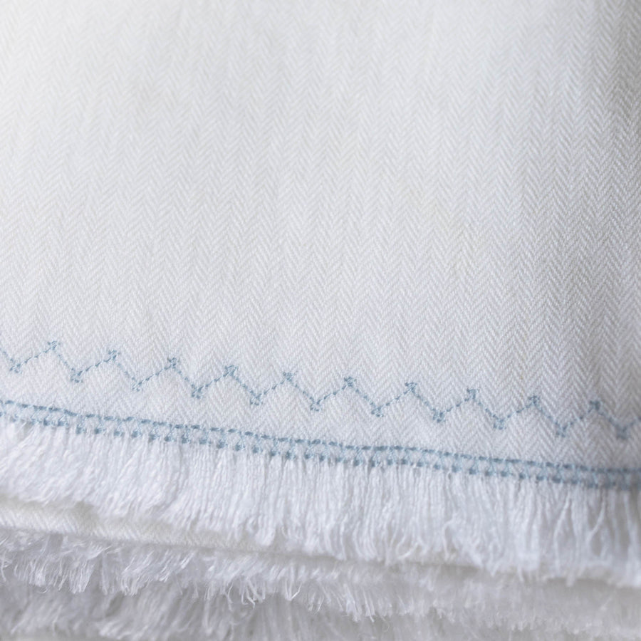 Embroidered Linen Hand Towel - Light Blue - Stella Tribeca - Bath - $65
