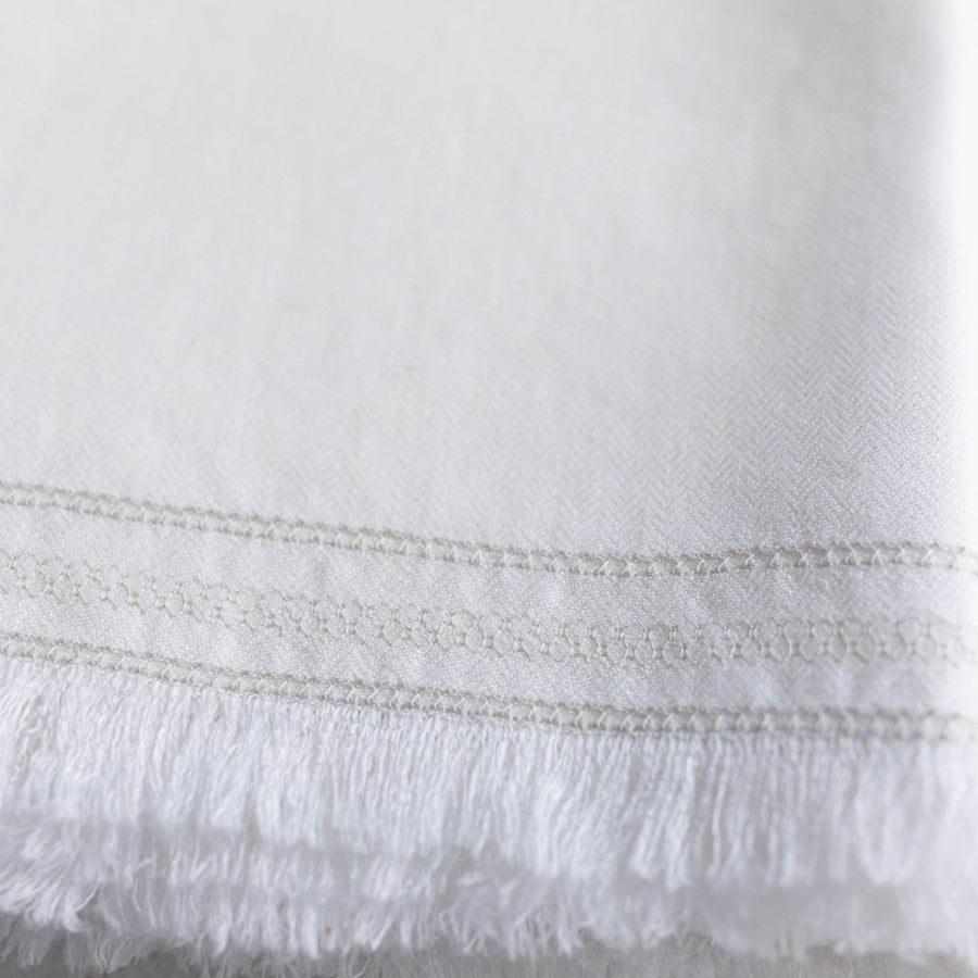 Embroidered Linen Hand Towel - Sage - Stella Tribeca - Bath - $65