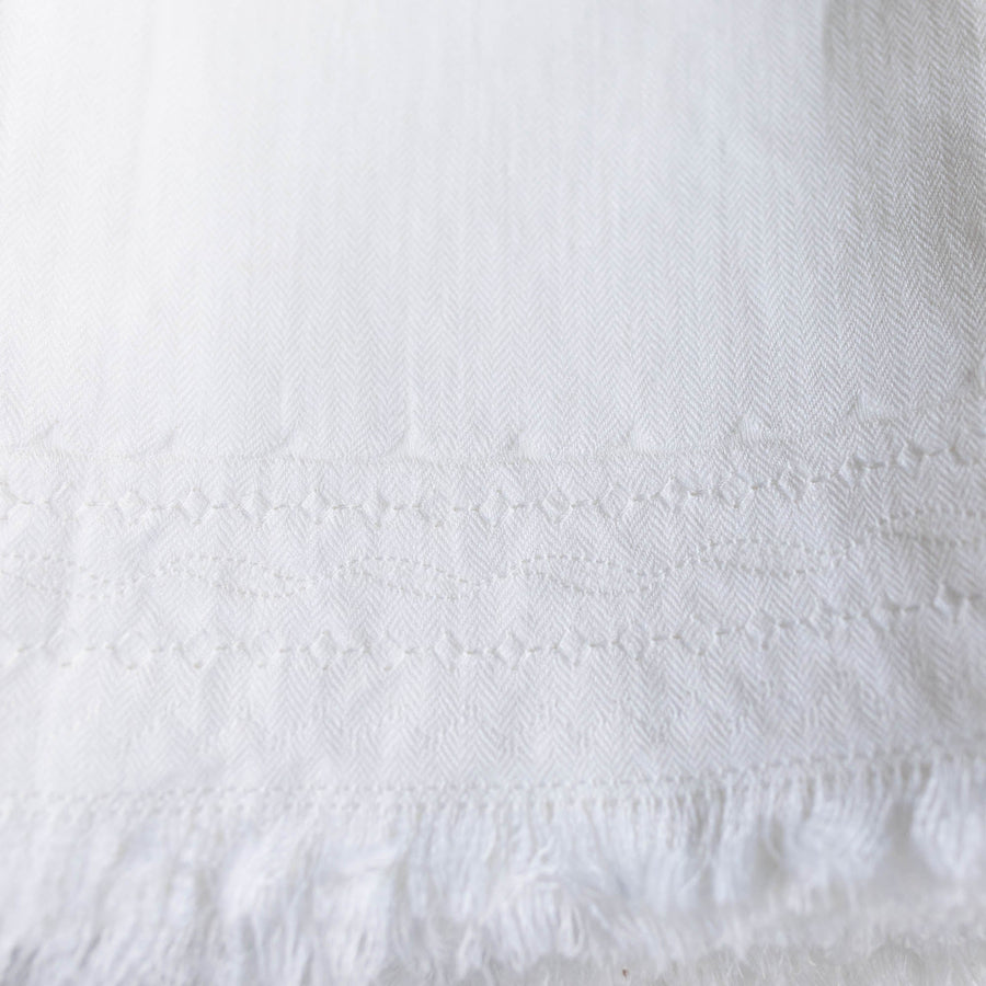 Embroidered Linen Hand Towel - White 2 - Stella Tribeca - Bath - $65