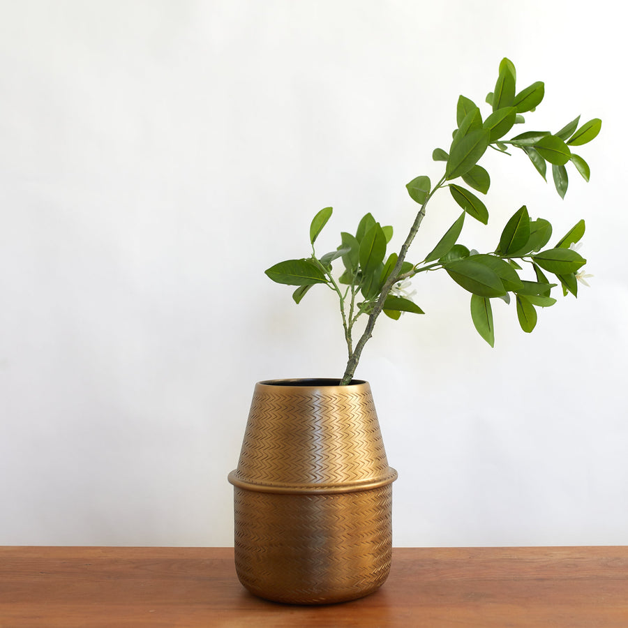 Rattan Patterned Brass Pot - Society of Lifestyle - Accessories - $103