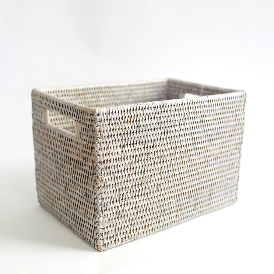Rectangular Storage Basket - White Wash - Matahari - Baskets - $93